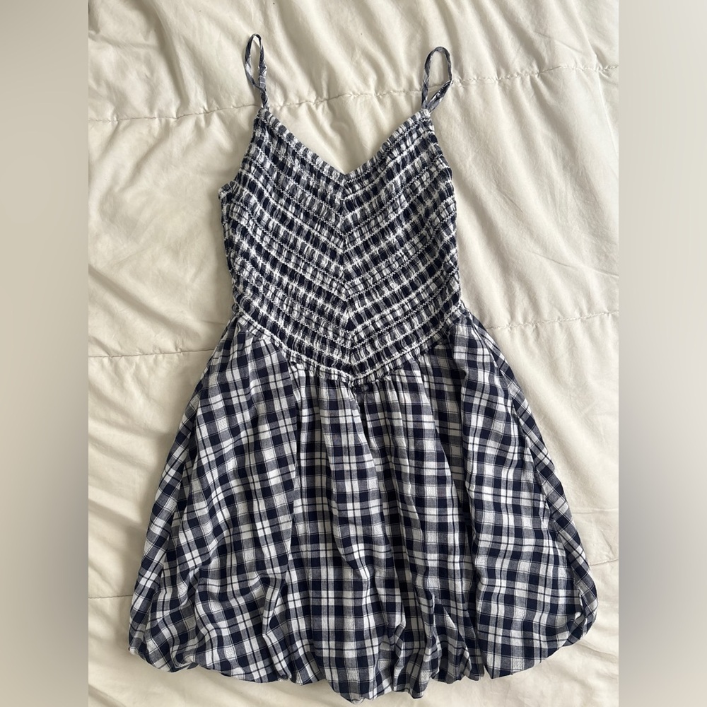AMERICAN EAGLE Bella Bubble Plaid Mini Dress